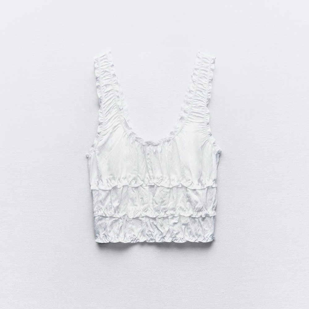 Zara Ruffled Satin effect Top